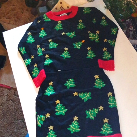 Christmas tree two-piece skirt sweater set - Picture 6 of 13